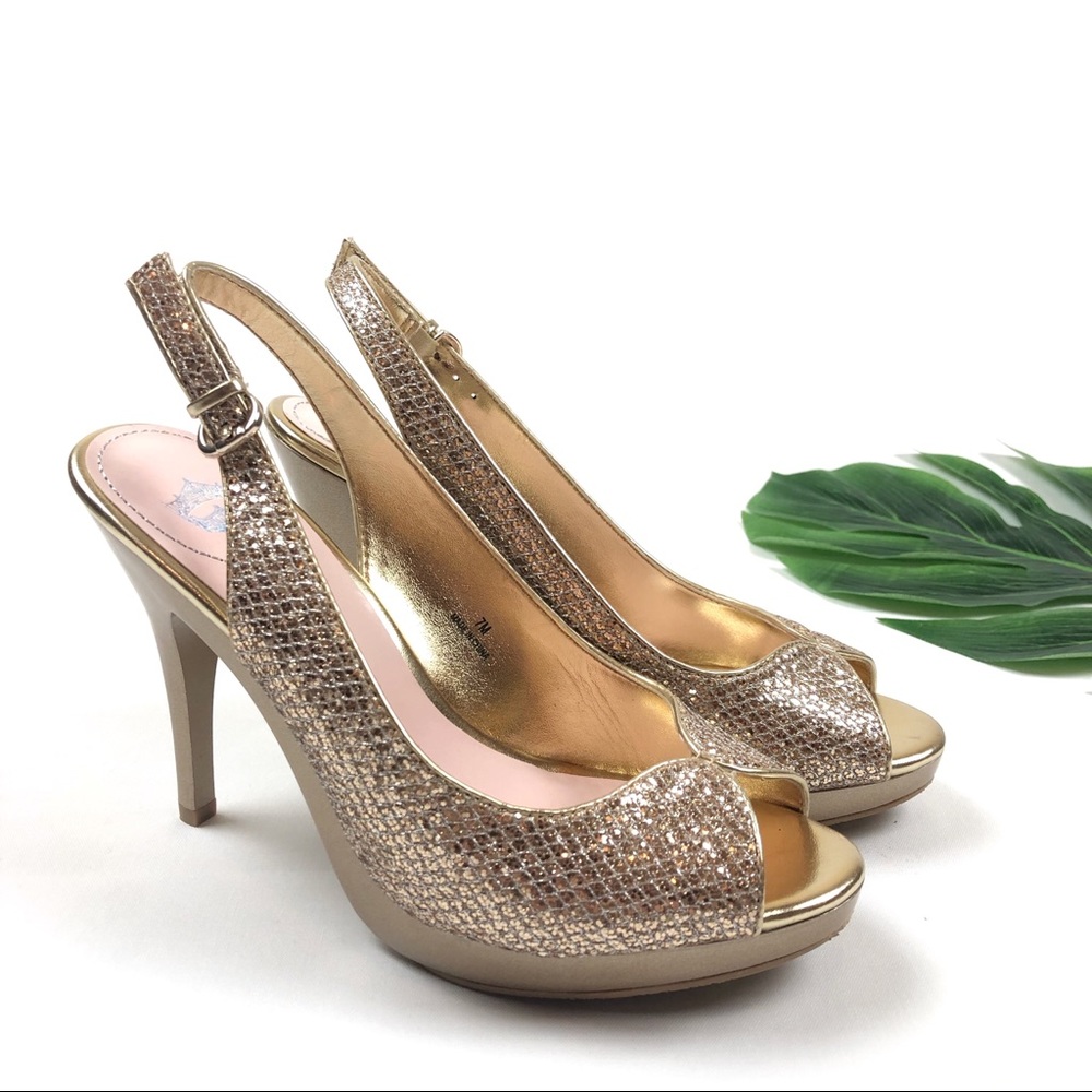 Miss America Sparkly Peep Toe Heels